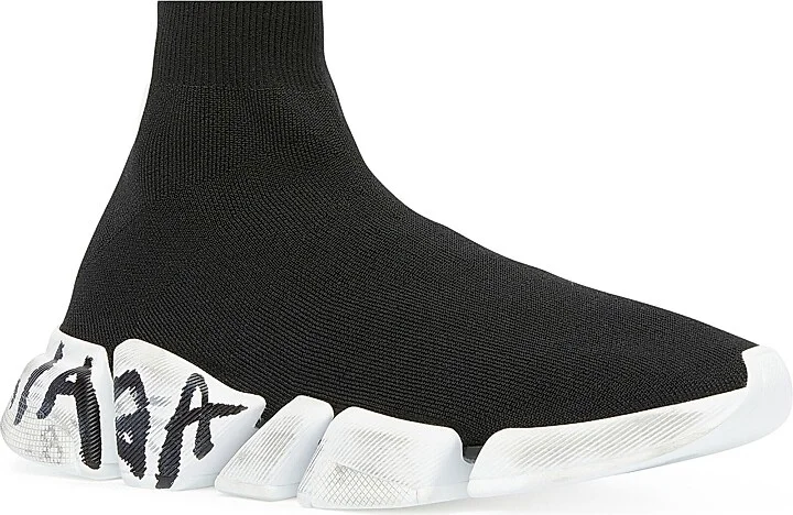 Women's Speed 2.0 Graffiti Recycled Knit Sneakers - Black White Grey - Size 8 - Image 2