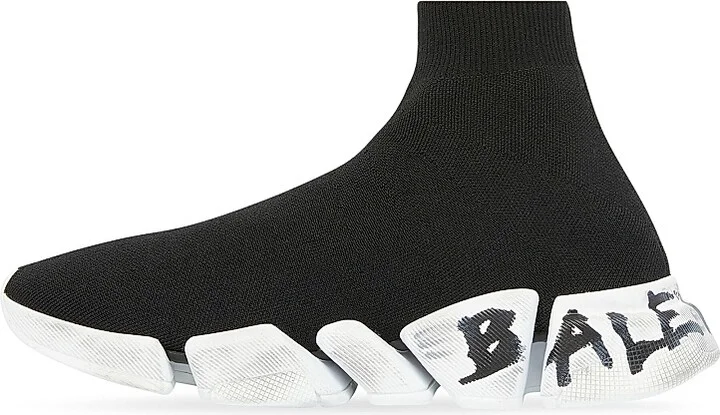 Women's Speed 2.0 Graffiti Recycled Knit Sneakers - Black White Grey - Size 8 - Image 4