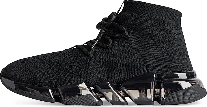 Women's Speed 2.0 Lace Up Full Clear Sole Recycled Knit Sneakers - Black - Size 6 - Image 5