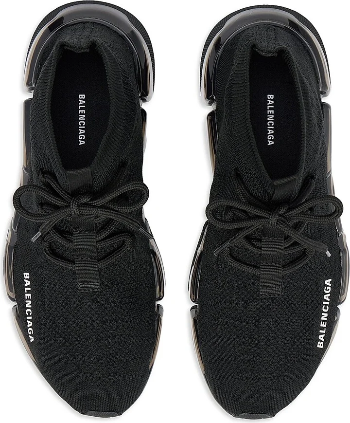 Women's Speed 2.0 Lace Up Full Clear Sole Recycled Knit Sneakers - Black - Size 6 - Image 6