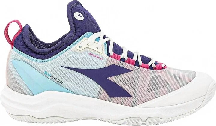 Women's Speed Blueshield 4 + W Ag Tennis Shoe In White/blueprint/pink Yarr