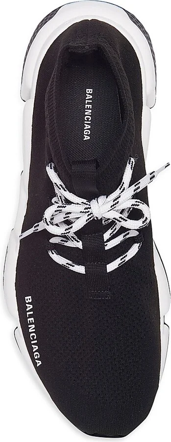 Women's Speed Lace-up Sneakers - Black White - Size 7 - Image 5
