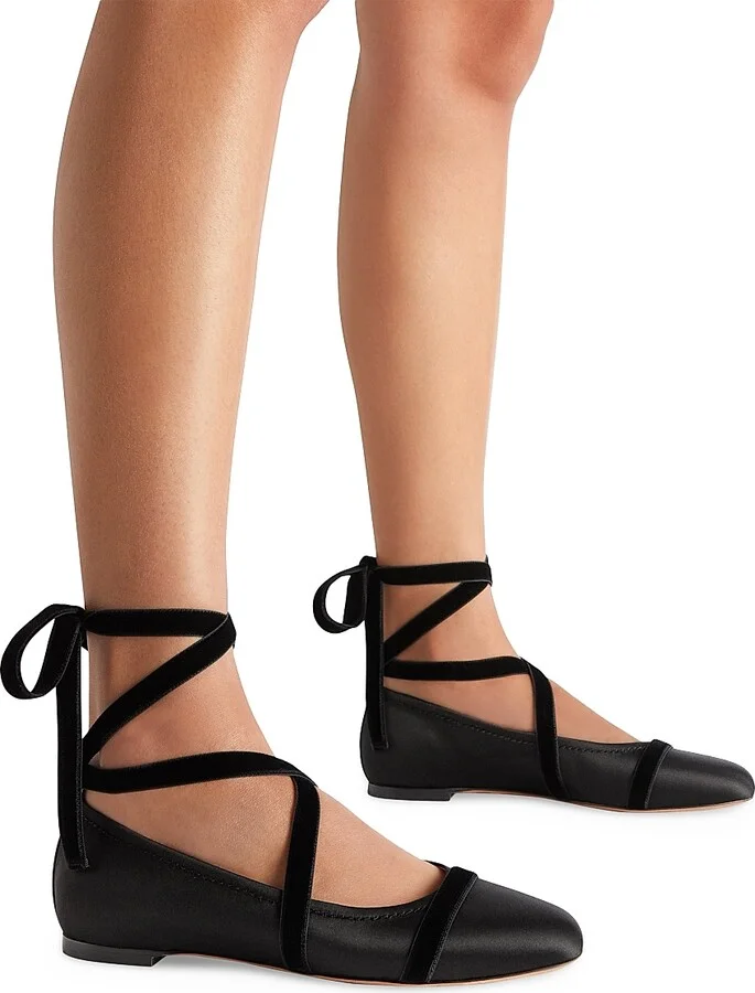 Women's Spencer Satin Flat Pumps - Black - Size 11 - Image 5