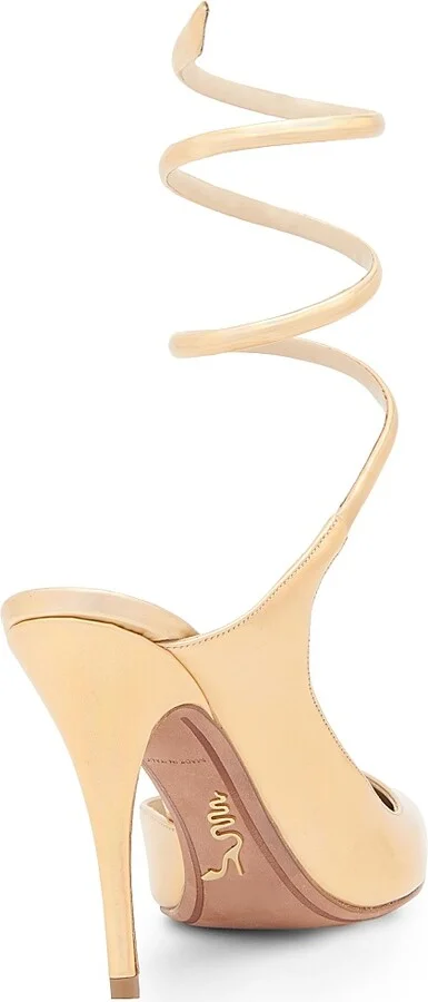Women's Spiral Wrap 100MM Stiletto Heels - Gold Laser Calf - Size 6 - Image 3