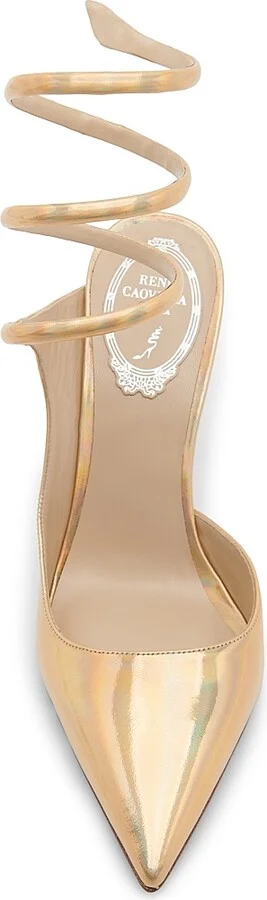 Women's Spiral Wrap 100MM Stiletto Heels - Gold Laser Calf - Size 6 - Image 4
