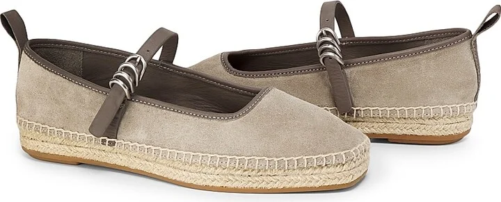 Women's Spire Leather Mary Jane Espadrilles - Warm Stone Suede - Size 5 - Image 2