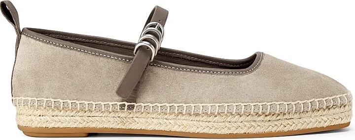 Women's Spire Leather Mary Jane Espadrilles - Warm Stone Suede - Size 5