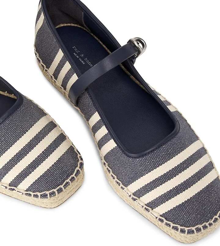 Women's Spire Striped Mary Jane Espadrilles - Natural Navy - Size 8 - Image 4