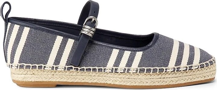 Women's Spire Striped Mary Jane Espadrilles - Natural Navy - Size 8