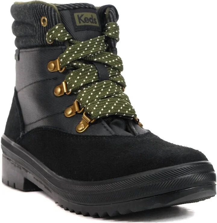 Women's Splash Twill Camp Boots In Suede Mix Black