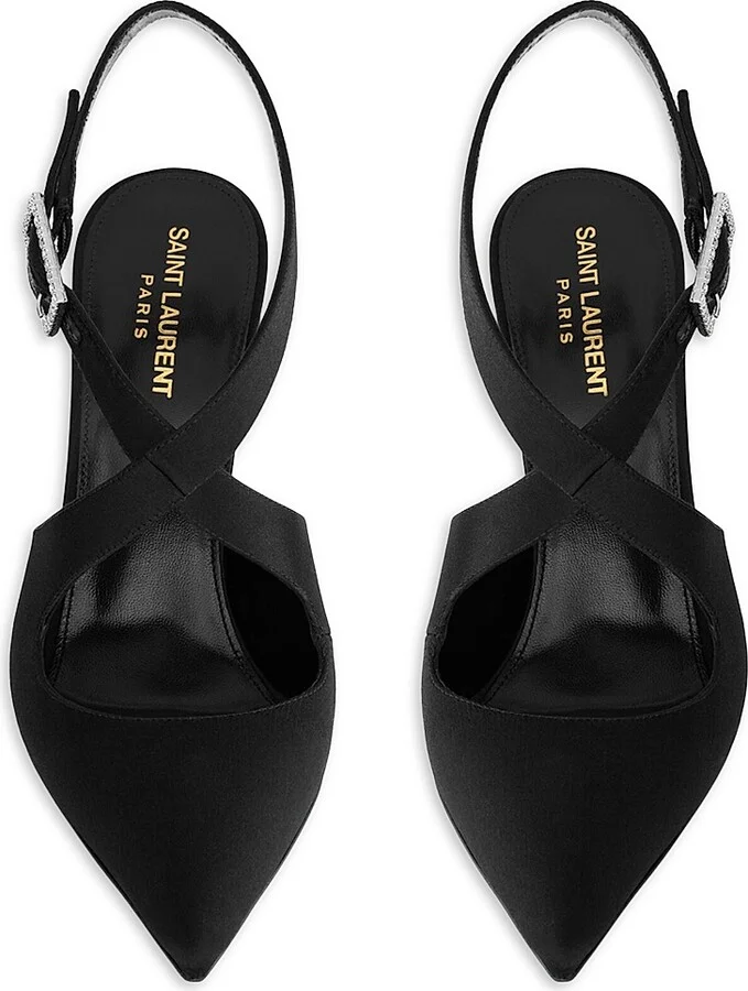 Women's Spontini Slingback Pumps In Satin Crepe - Black - Size 6 - Image 2
