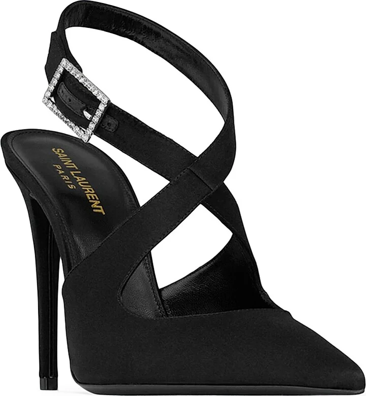 Women's Spontini Slingback Pumps In Satin Crepe - Black - Size 6 - Image 3