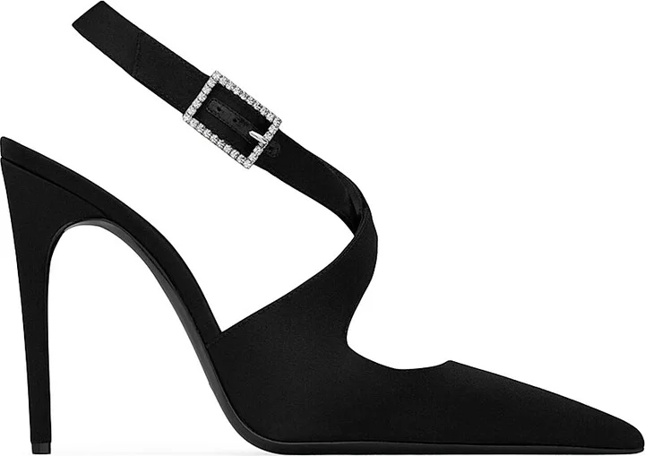Women's Spontini Slingback Pumps In Satin Crepe - Black - Size 6