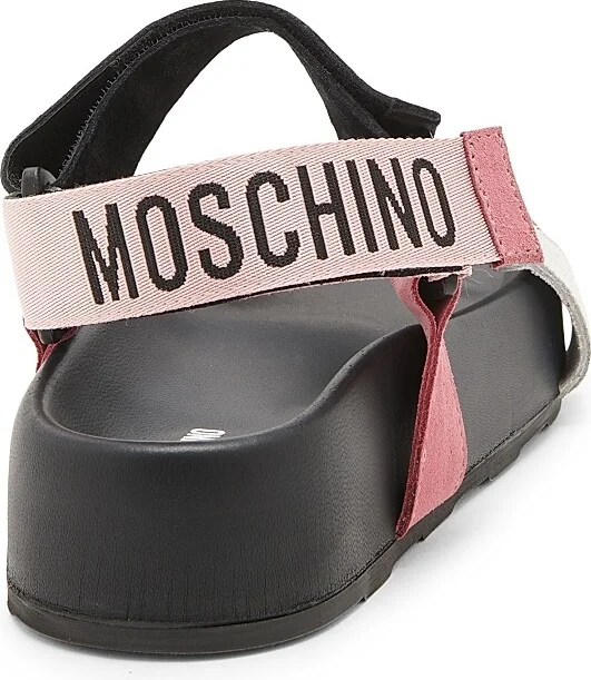 Women's Sporty Leather Sandals - White Black Pink - Size 6 - Image 3