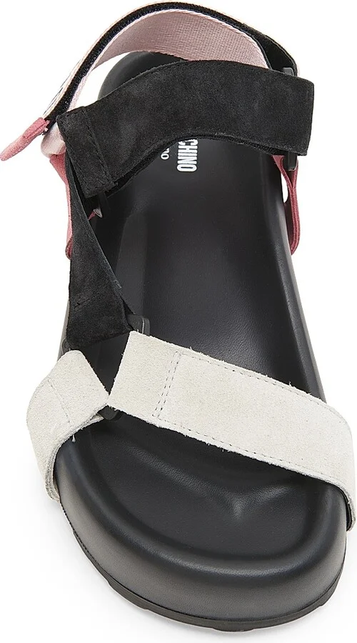 Women's Sporty Leather Sandals - White Black Pink - Size 6 - Image 4