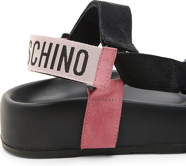 Women's Sporty Leather Sandals - White Black Pink - Size 6 - Image 5