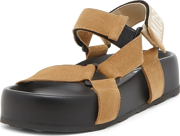 Women's Sporty Logo-Detailed Suede Platform Sandals - Black - Size 6 - Image 6