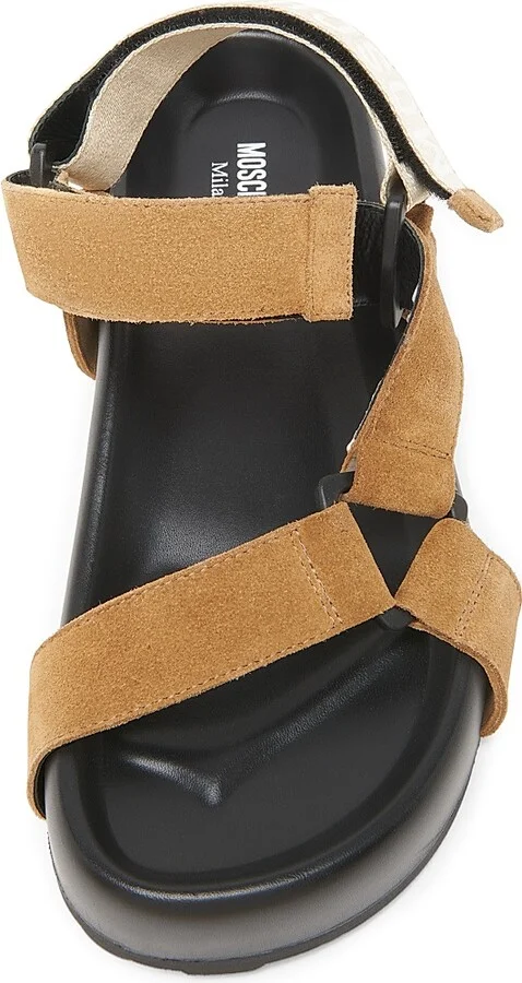 Women's Sporty Logo-Detailed Suede Platform Sandals - Black - Size 6 - Image 8