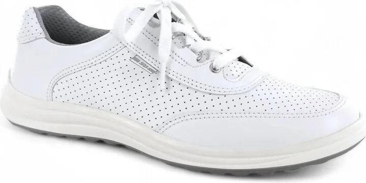 Women's Sporty Lux Lace Up Sneaker - Double Wide Width In White Perf