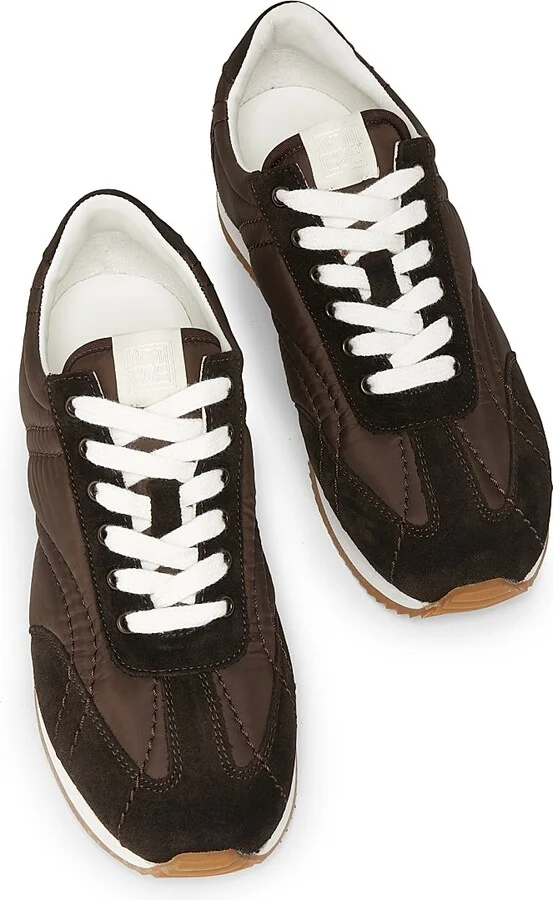 Women's Sporty Monogram-Quilted Low-Top Sneakers - Espresso - Size 5 - Image 4