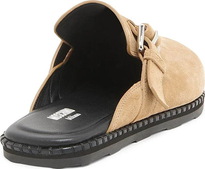 Women's Sporty Suede Mules - Beige - Size 5 - Image 3