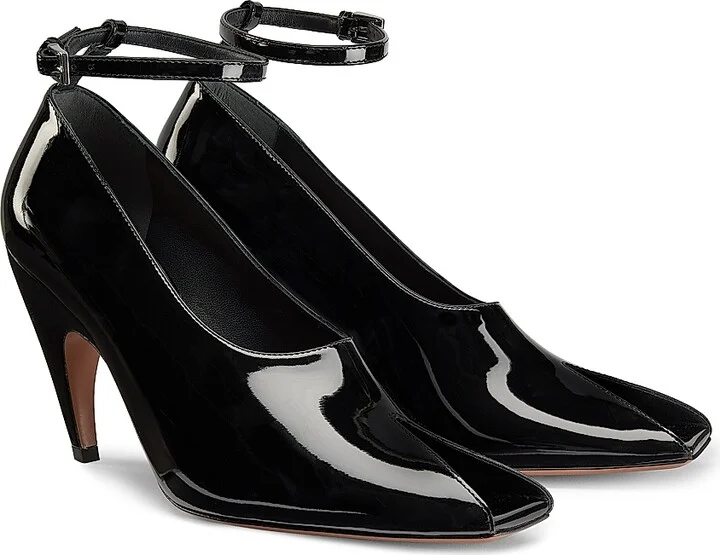 Women's Square Toe Leather Pumps - Black - Size 5 - Image 2