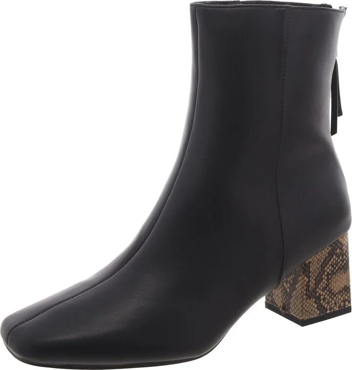Womens Square Toe Zip UP Mid-Calf Boots