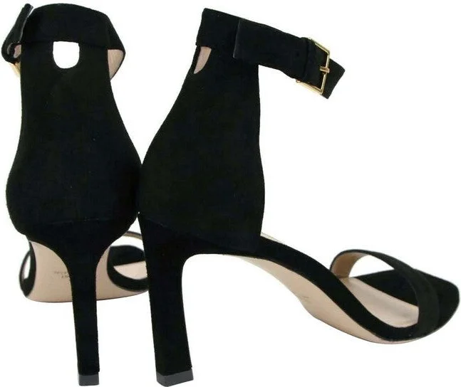 Women's Squarenudist Black Suede Heel Sandal With Ankle Strap - Image 5