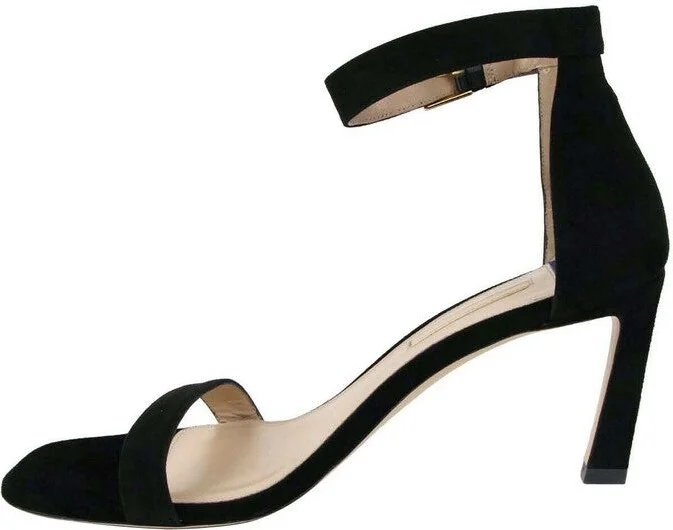 Women's Squarenudist Black Suede Heel Sandal With Ankle Strap - Image 7