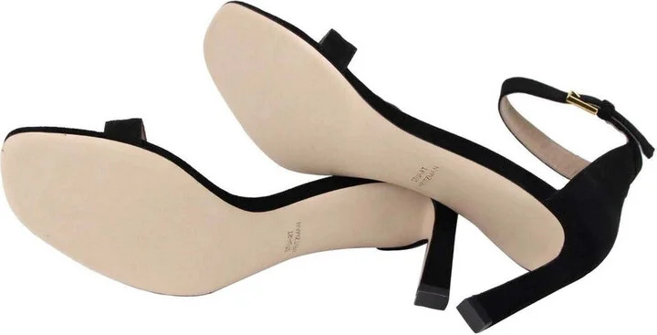 Women's Squarenudist Black Suede Heel Sandal With Ankle Strap - Image 8