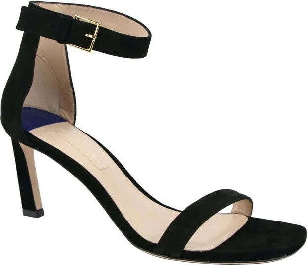 Women's Squarenudist Suede Heel Sandal With Ankle Strap