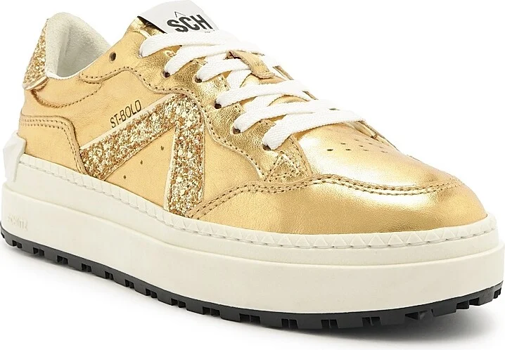 Women's St Bold Metallic Leather Sneakers - Gold - Size 6 - Image 2