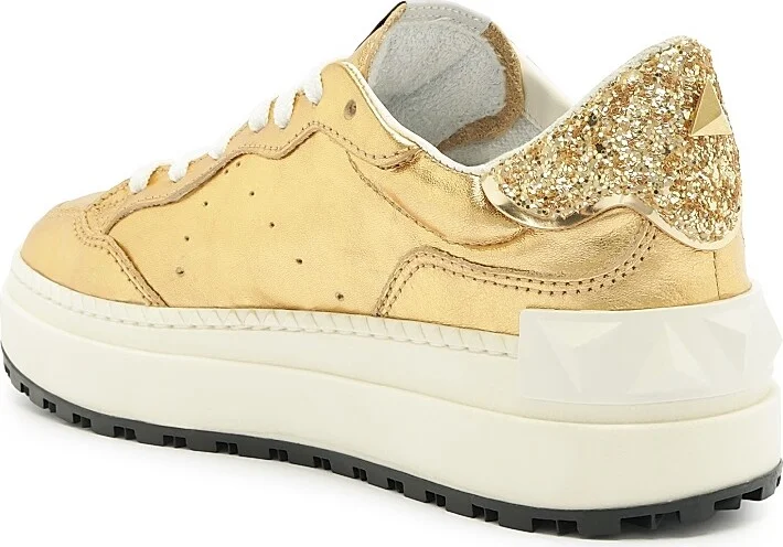 Women's St Bold Metallic Leather Sneakers - Gold - Size 6 - Image 9