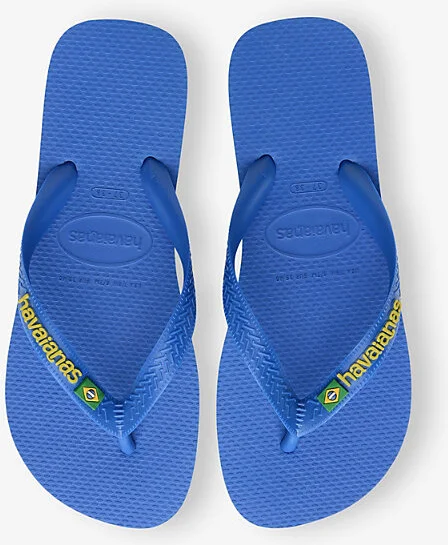 Womens Star Blue Brasil Patria Logo-Embossed Rubber Flip-Flops 6/7 - Image 2