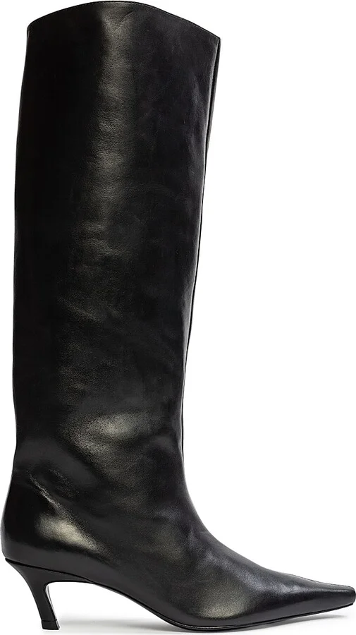 Women's Stass 50MM Leather Boots - Black Leather - Size 5.5