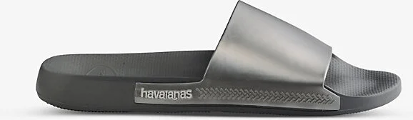 Womens Steel Grey Classic Metallic Rubber Sliders 5