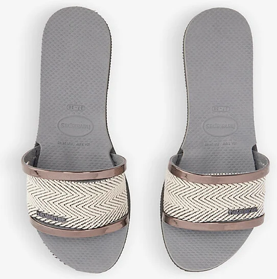 Womens Steel Grey You Trancoso Logo-Embossed Rubber Sandals 3/4 - Image 2