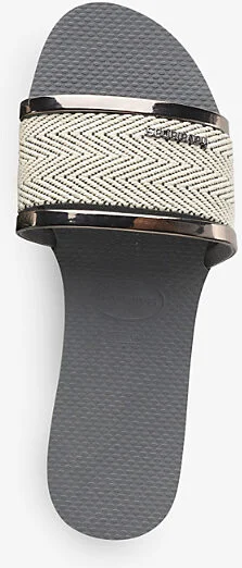 Womens Steel Grey You Trancoso Logo-Embossed Rubber Sandals 3/4 - Image 3
