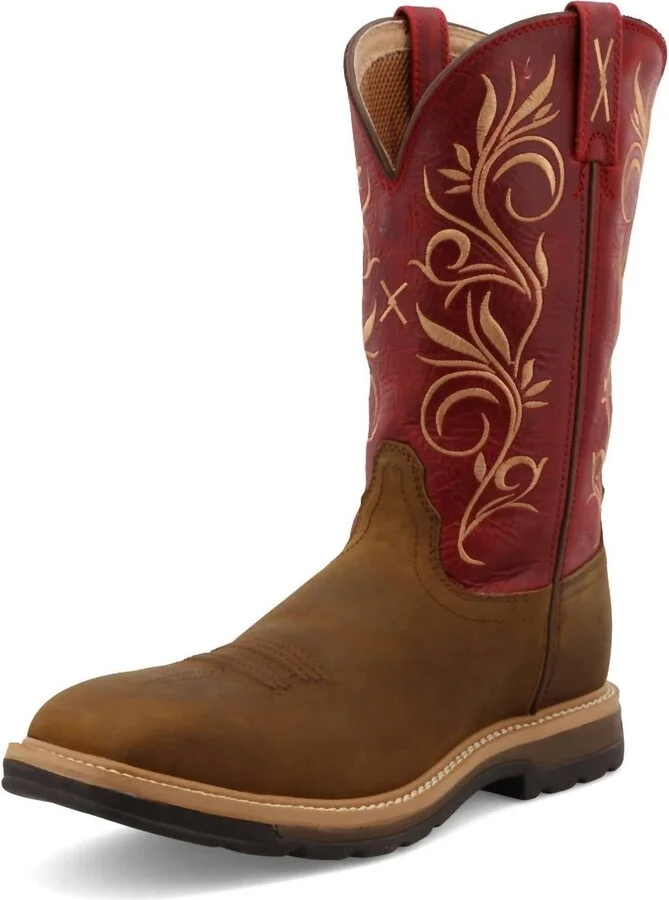 Women's Steel-Toe Pull-On Work Boot In Latigo/red