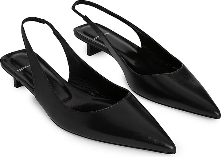 Women's Stella 25MM Metallic Leather Kitten Heels - Black - Size 5 - Image 2