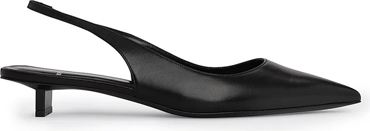Women's Stella 25MM Metallic Leather Kitten Heels - Black - Size 5