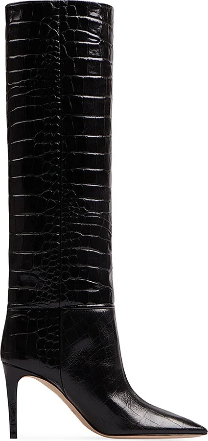 Women's Stiletto 85MM Crocodile-Embossed Leather Boots - Rouge - Size 5 - Image 2
