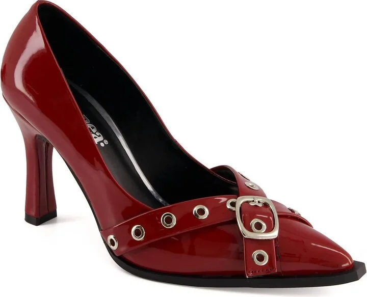 Women's Stilettos With Double Strap Ornament Pumps In Red