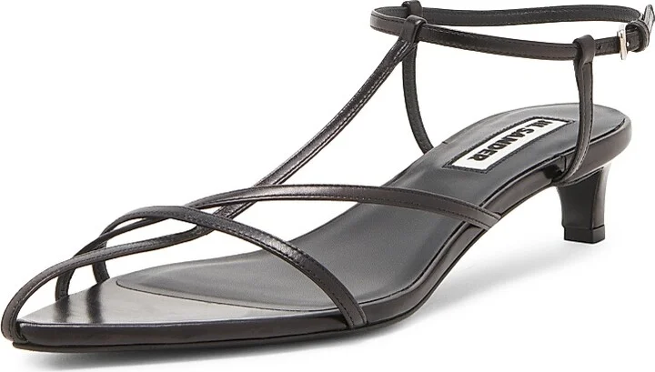 Women's Strappy 35MM Leather Kitten Heel Sandals - Black - Size 6 - Image 2
