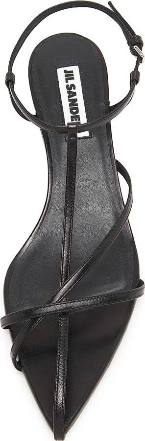 Women's Strappy 35MM Leather Kitten Heel Sandals - Black - Size 6 - Image 4