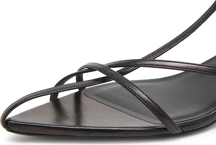 Women's Strappy 35MM Leather Kitten Heel Sandals - Black - Size 6 - Image 5
