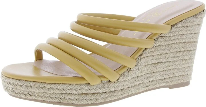 Womens Strappy Faux Leather Espadrilles