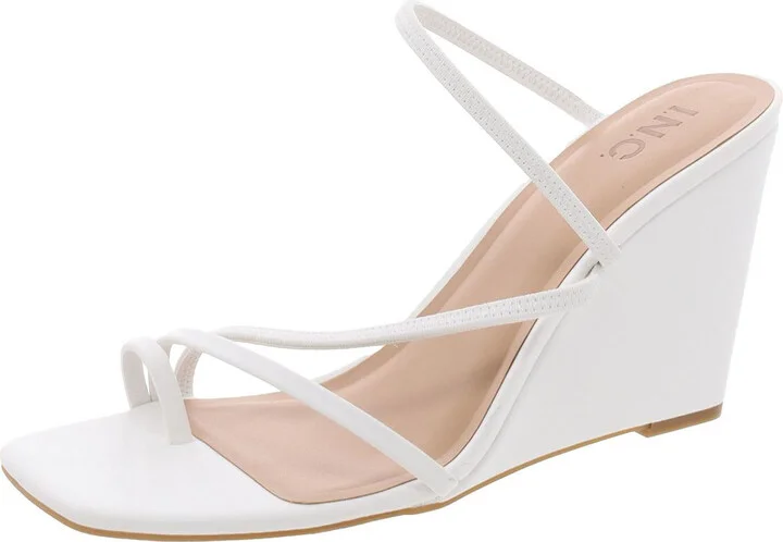 Womens Strappy Faux Leather Wedge Heels