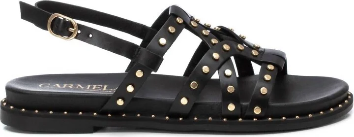Women's Strappy Flat Sandals In Black