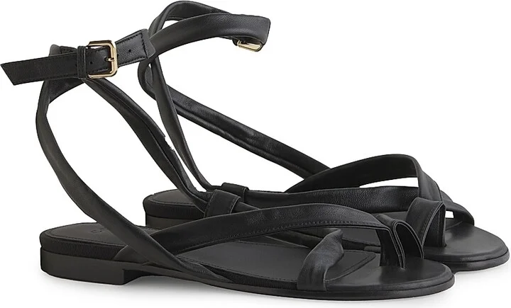 Women's Strappy Gladiator Leather Sandals - Black - Size 6 - Image 2